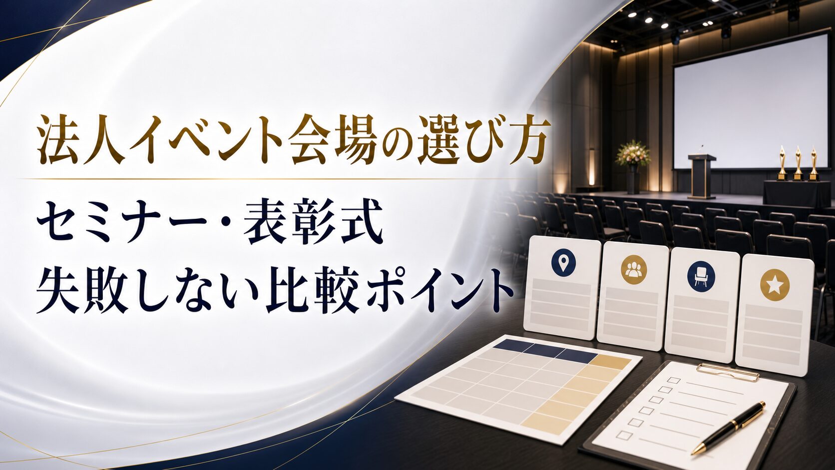 法人イベント会場の選び方|セミナー・表彰式・カンファレンスで失敗しない比較ポイント