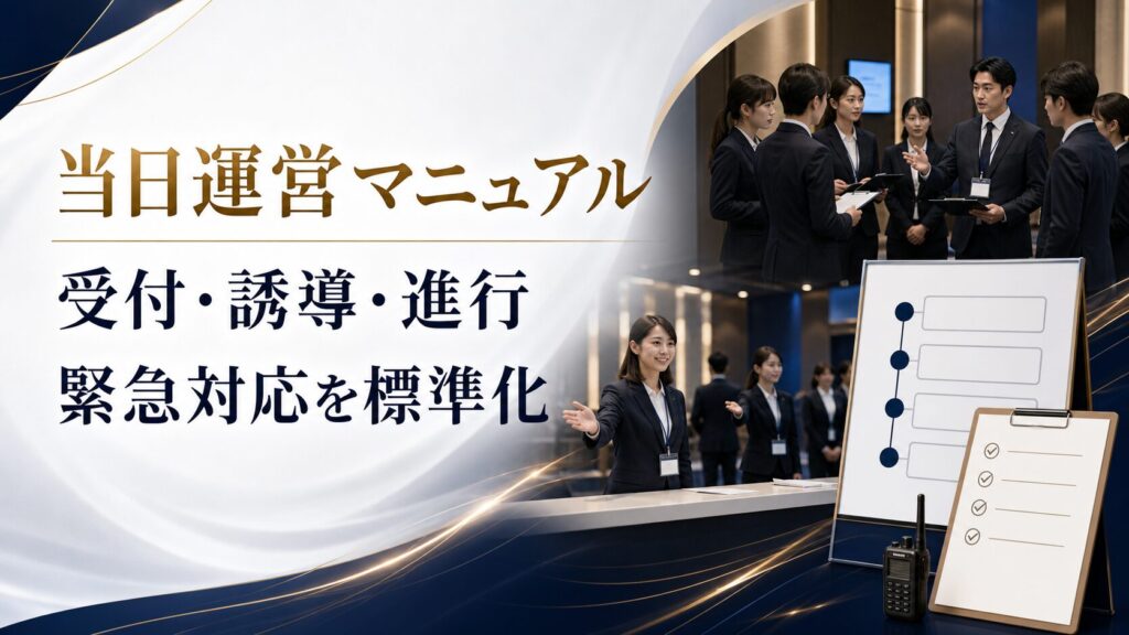 イベント当日運営マニュアルの作り方｜受付・誘導・進行・緊急対応を標準化する方法