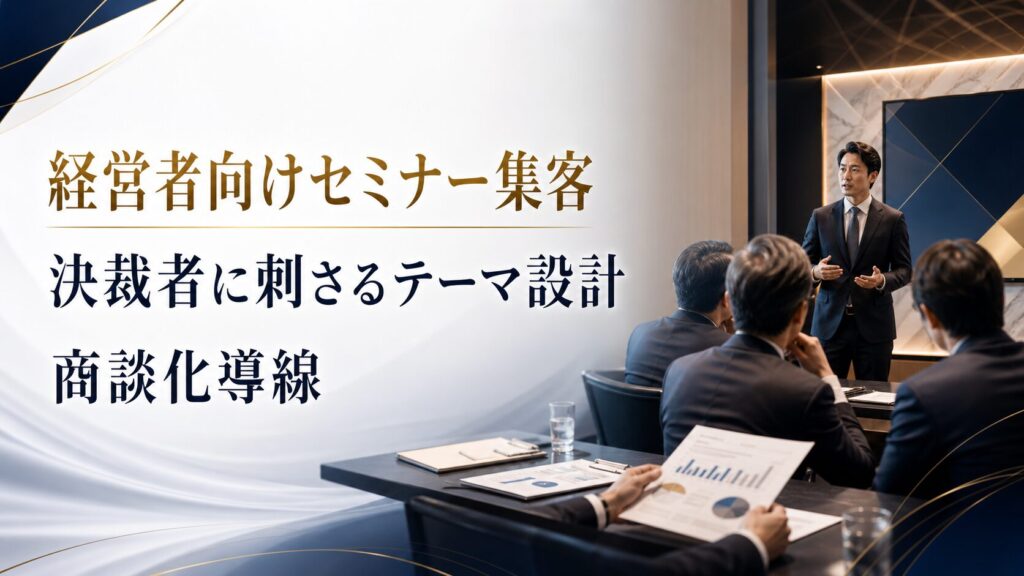 経営者向けセミナー集客の方法｜決裁者に刺さるテーマ設計と商談化導線