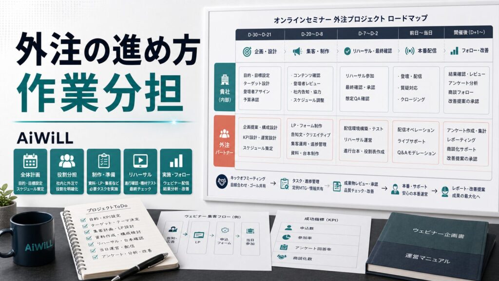 オンラインセミナー外注の進め方と作業分担のアイキャッチ