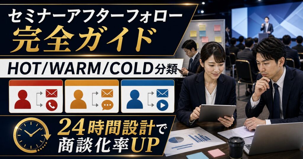 セミナーアフターフォローの完全ガイド｜HOT/WARM/COLD分類と24時間設計で商談化率を上げる