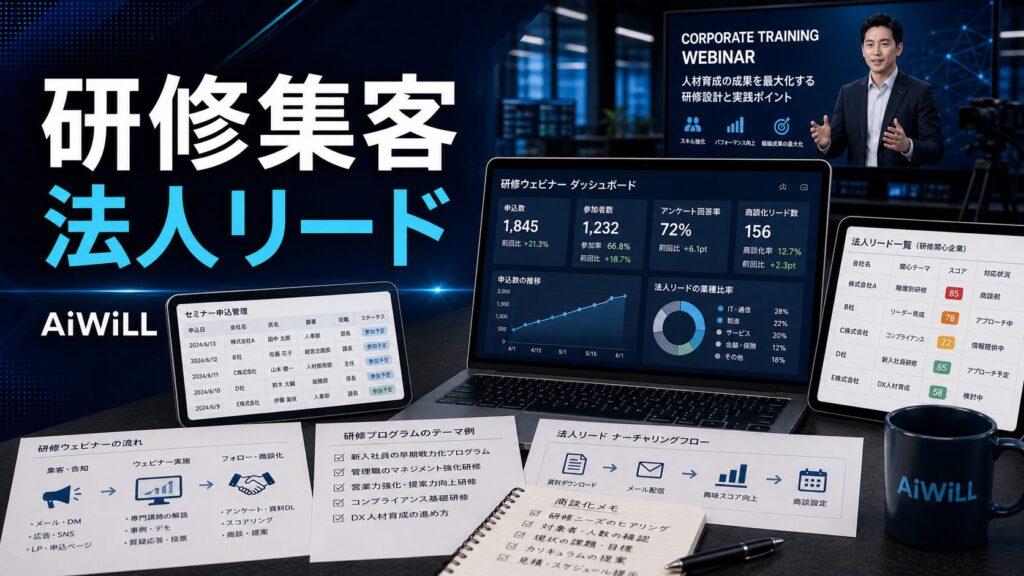 研修会社のウェビナー集客と法人リード獲得のアイキャッチ