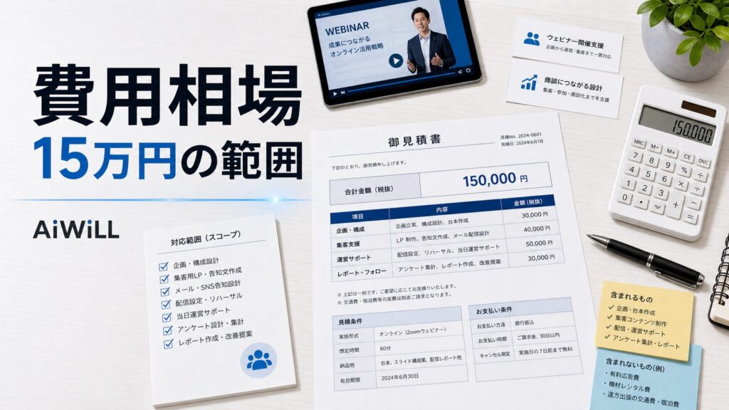ウェビナー代行の費用相場と15万円で任せられる範囲のアイキャッチ