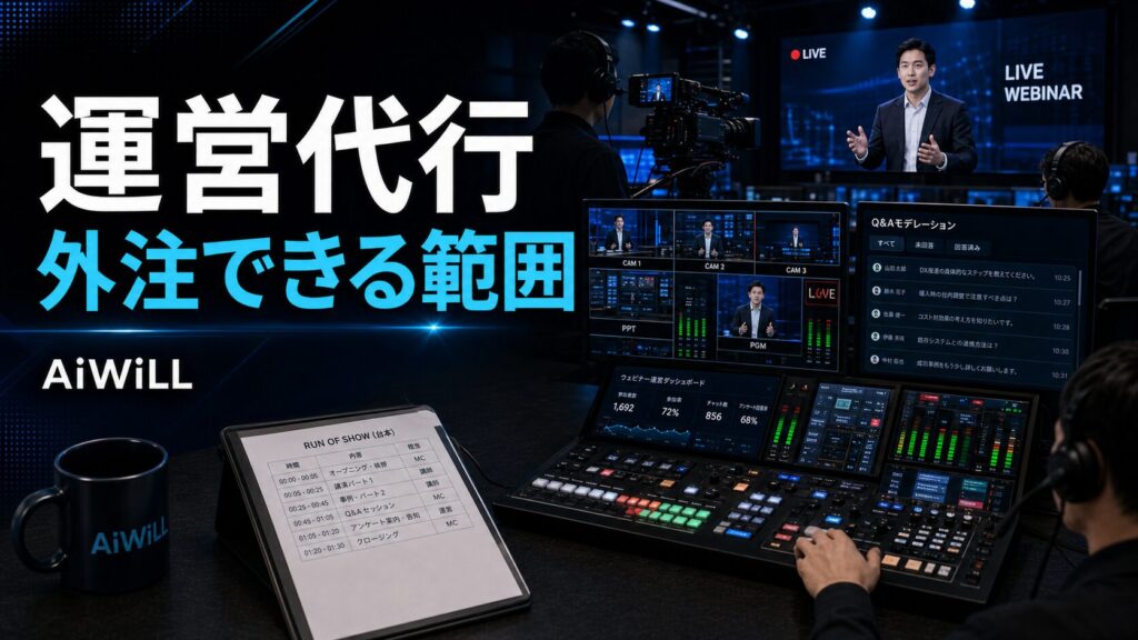 ウェビナー運営代行と外注できる範囲のアイキャッチ