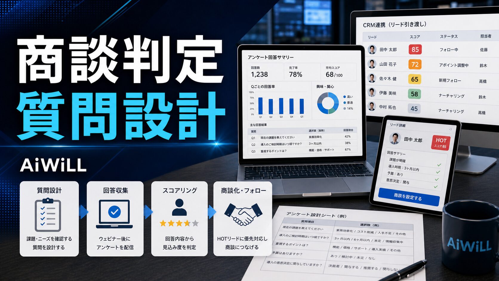 ウェビナーアンケートの商談判定と質問設計のアイキャッチ