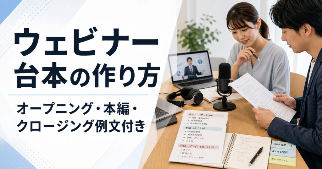 ウェビナー台本の作り方 オープニング・本編・クロージング例文付き