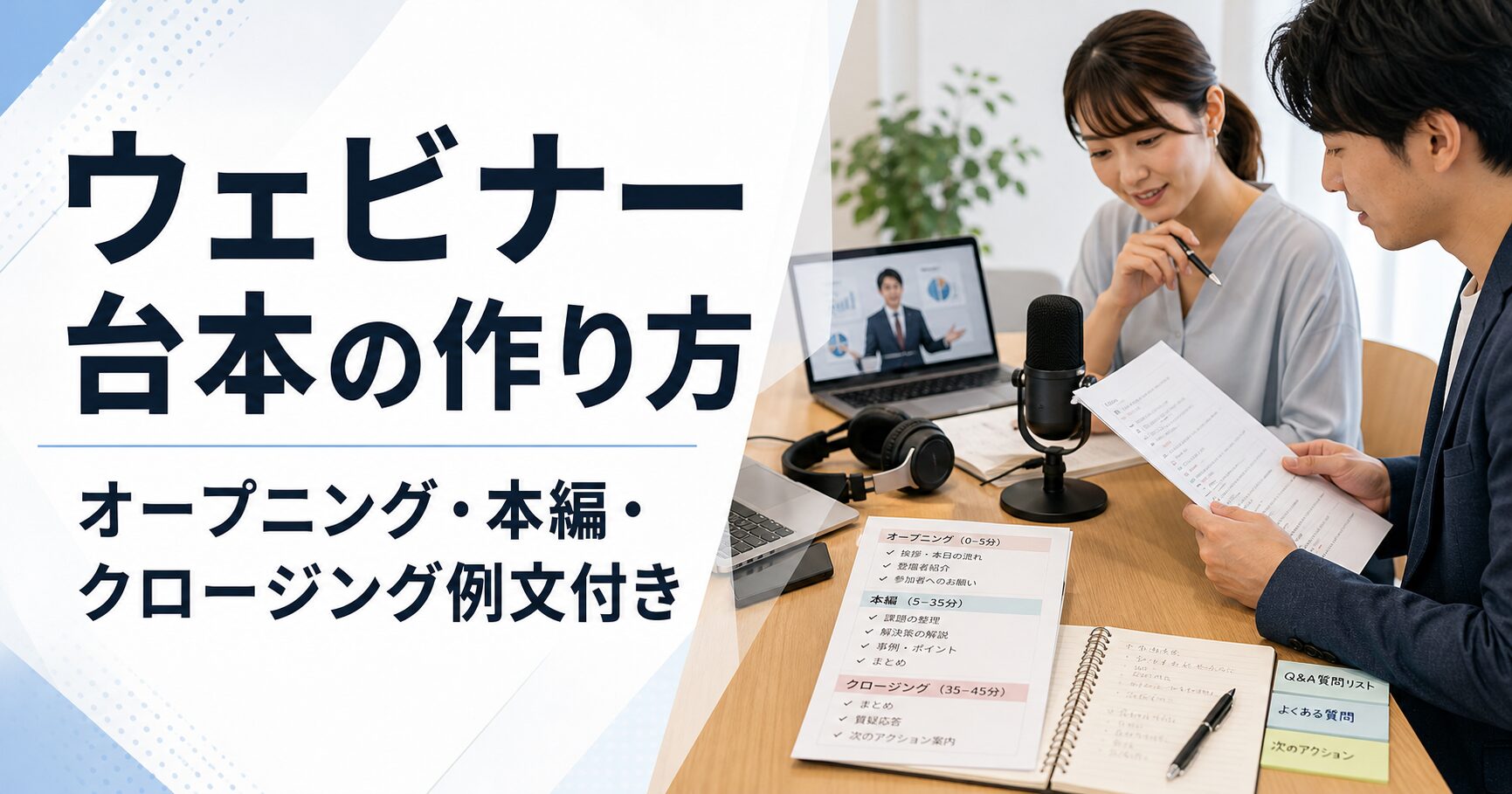 ウェビナー台本の作り方 オープニング・本編・クロージング例文付き