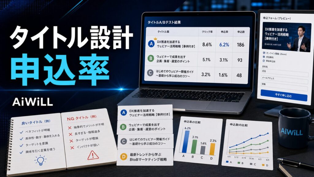 ウェビナータイトル設計と申込率改善のアイキャッチ